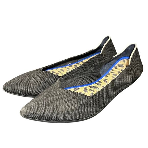 Rothy's the point flats black animal print shoes washable minimalist womens 11 - Picture 1 of 7
